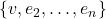 \{\bm v, \bm e_2, \dots, \bm e_{n}\}